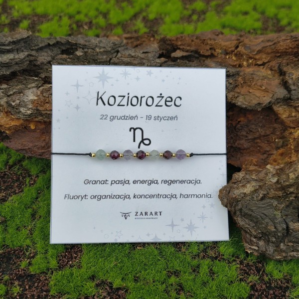 Bransoletka z kamieniami Granat, Fluoryt