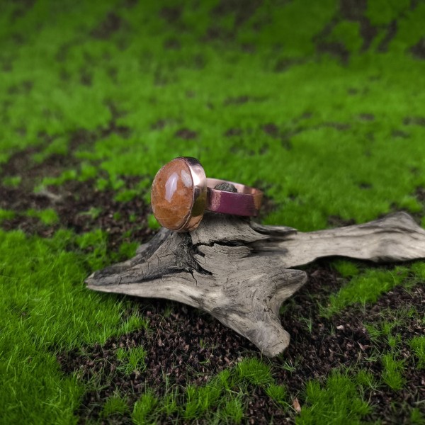 Pierścień miedziany Pierścionek z kamieniem słonecznym Zaelisth - hover