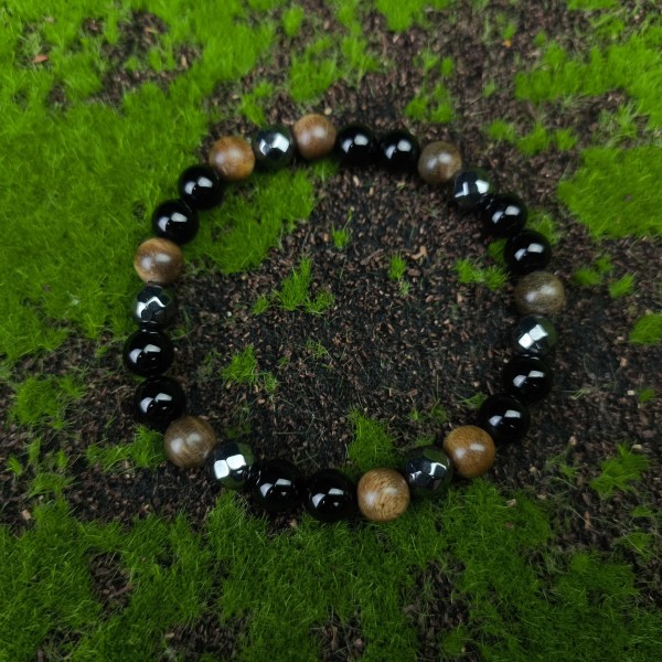 Bransoletka Onyks, Drewno sandałowe, Hematyt