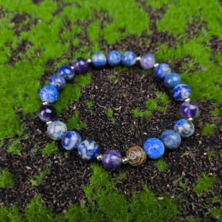 Bransoletka Lapis lazuli, Ametyst, Drewno sandałowe