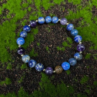 Bransoletka Lapis lazuli, Ametyst, Drewno sandałowe