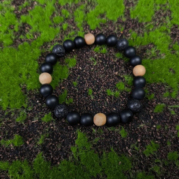 Bransoletka Lawa, Onyks, Drewno sandałowe