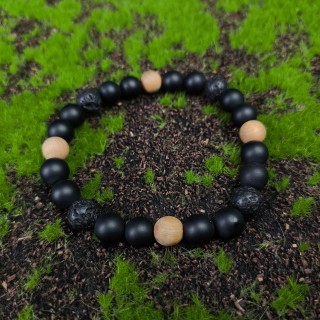 Bransoletka Lawa, Onyks, Drewno sandałowe