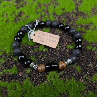 Bransoletka Onyks, Lawa, Drewno wenge, Stal