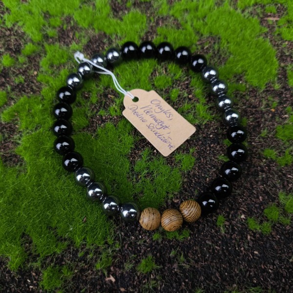 Bransoletka Onyks, Hematyt, Sandałowiec