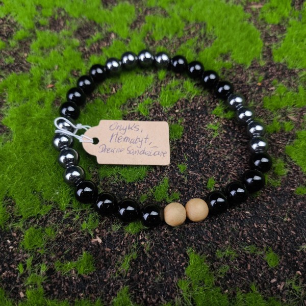 Bransoletka Hematyt, Onyks, Sandałowiec