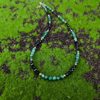 Naszyjnik z Turmalinem i Malachitem