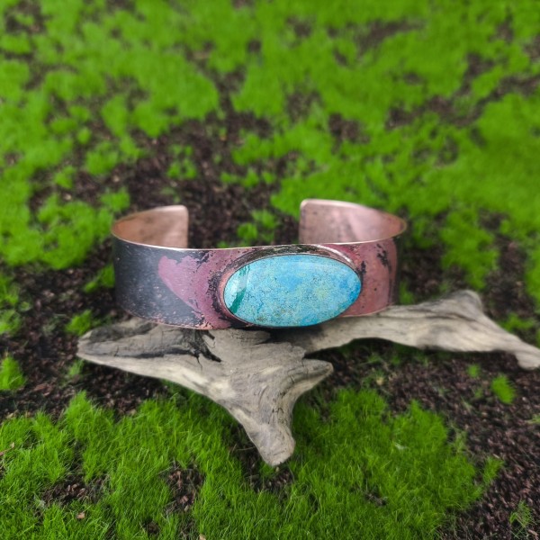 Bransoleta miedziana z Chryzokolą