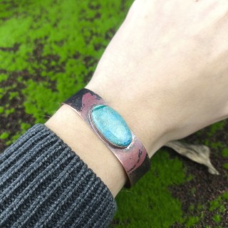 Bransoleta miedziana z Chryzokolą