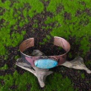 Bransoleta miedziana z Chryzokolą