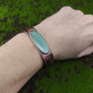 Bransoleta miedziana z Malachitem