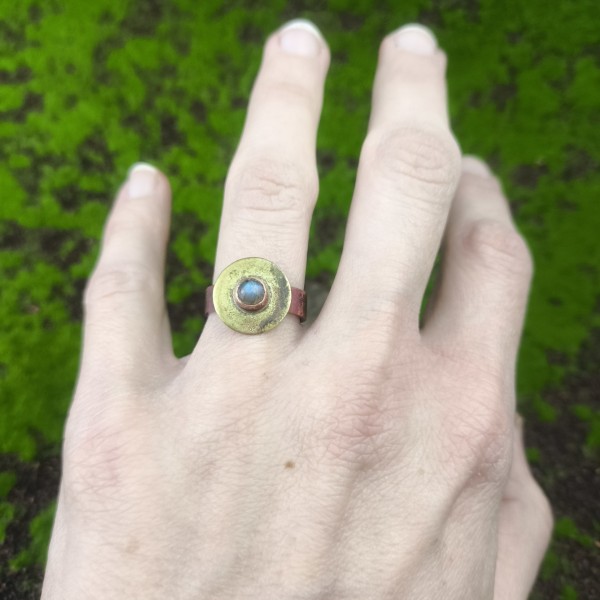 Pierścień miedziany Pierścionek z labradorytem  Halisets - hover