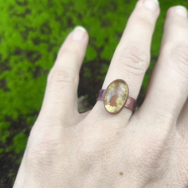 Pierścień miedziany Pierścionek z cytrynem Kegaris - hover