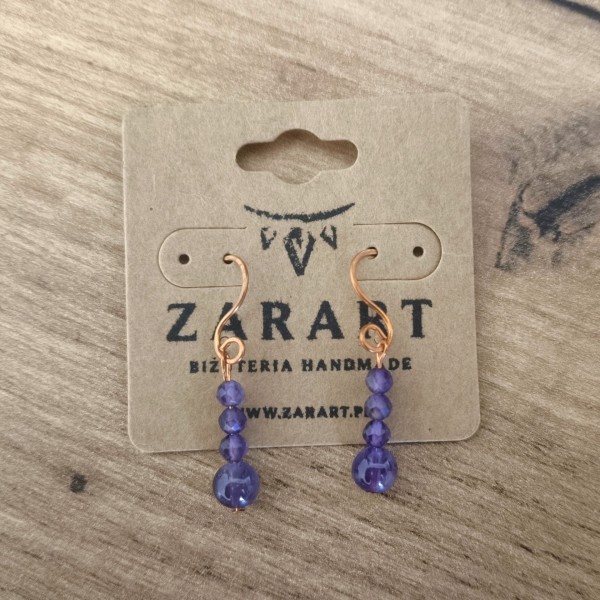 Kolczyki miedziane Ametyst