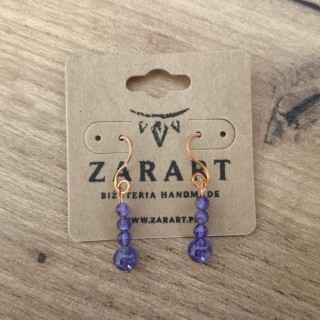 Kolczyki miedziane Ametyst