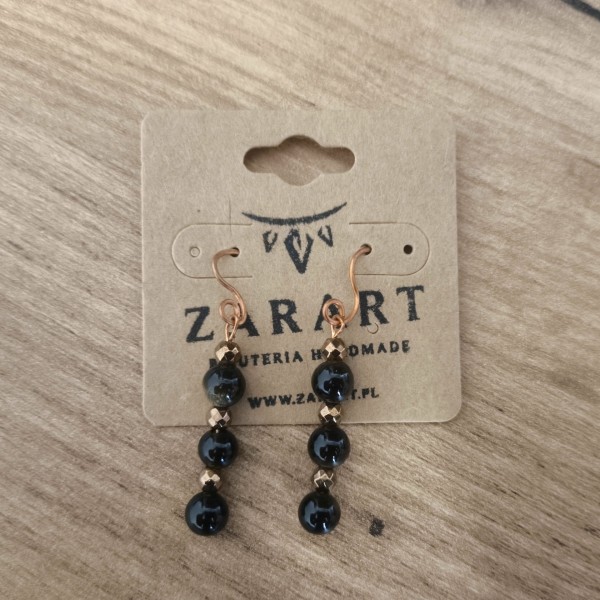 Kolczyki miedziane Kolczyki miedziane Hematyt i Obsydian - hover