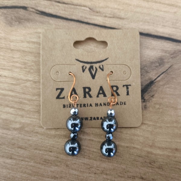 Kolczyki miedziane Hematyt