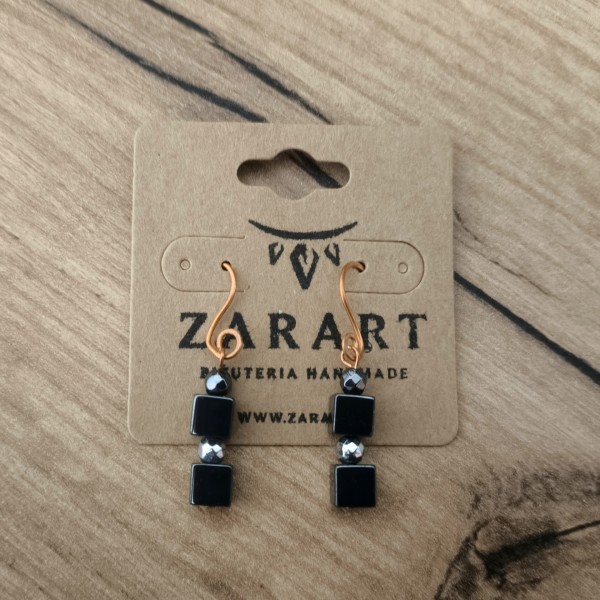 Kolczyki miedziane Hematyt kostki