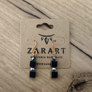 Kolczyki miedziane Hematyt kostki