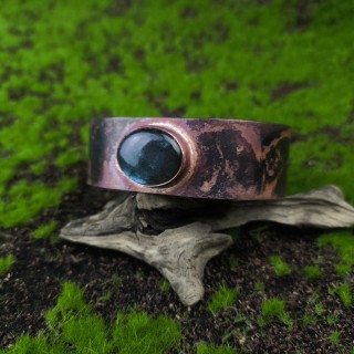 Bransoleta miedziana z Labradorytem