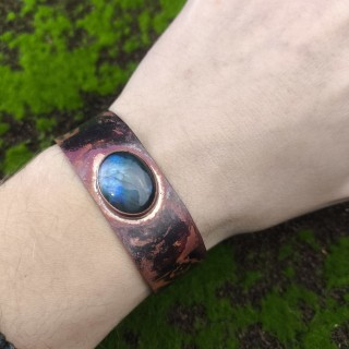 Bransoleta miedziana z Labradorytem