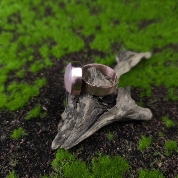 Pierścień miedziany Pierścionek z kwarcem różowym Hikolis - hover