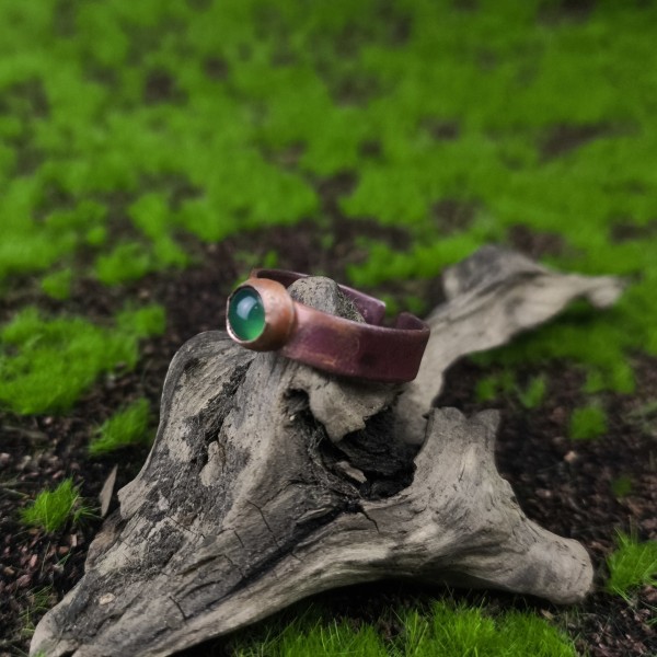 Pierścionek z agatem zielonym Kalehis