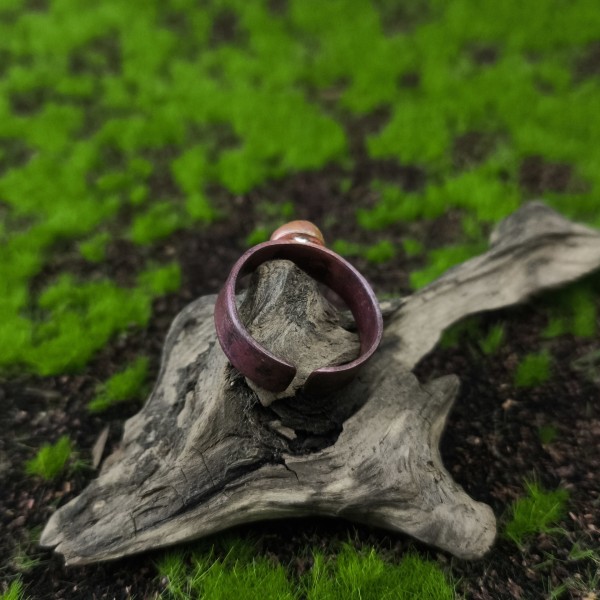 Pierścień miedziany Pierścionek z agatem zielonym Kalehis - hover