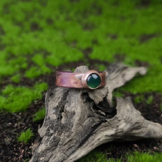 Pierścionek z agatem zielonym Kalehis