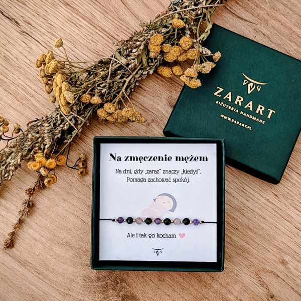 Bransoletka z kamieniami Zmęczenie mężem - Ametyst/Turmalin/Kwarc różowy