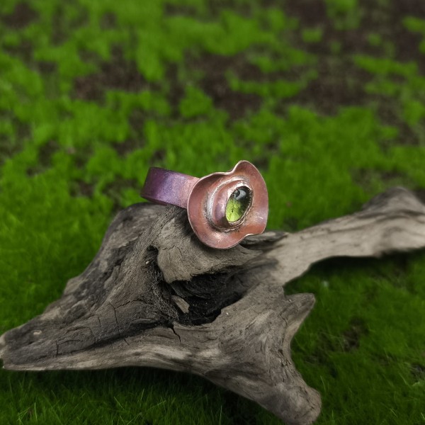 Pierścień miedziany Pierścionek z oliwinem Jeatis - hover