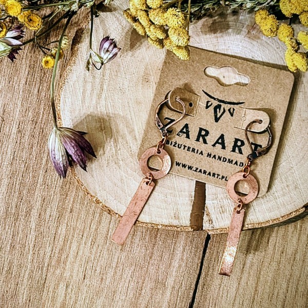 Kolczyki miedziane Kolczyki prostokąty Helhathis - hover