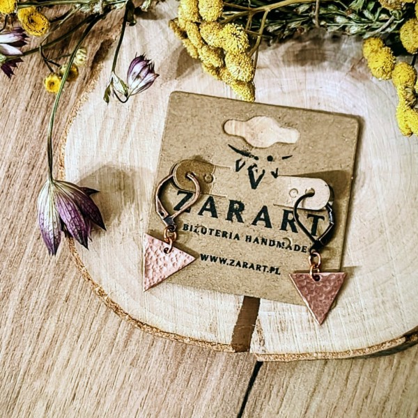 Kolczyki miedziane Kolczyki trójkąty Majeris