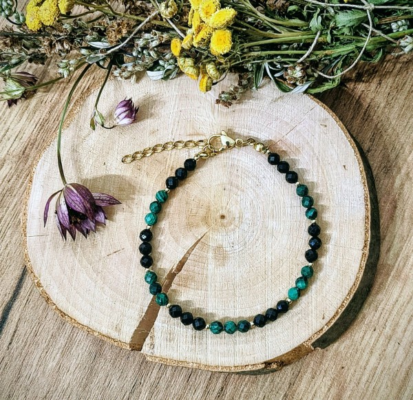 Bransoletka z Turmalinem i Malachitem