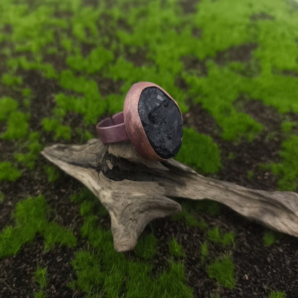 Pierścień miedziany Pierścionek z turmalinem Bleatis