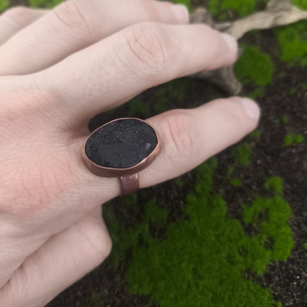 Pierścień miedziany Pierścionek z turmalinem Bleatis - hover