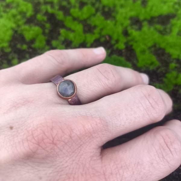 Pierścień miedziany Pierścionek z labradorytem Faleis - hover