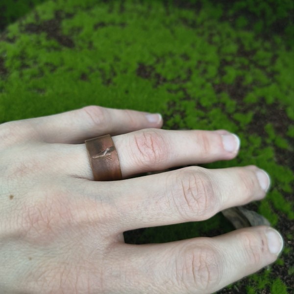 Pierścień miedziany Pierścień miedziany Runa Algiz - hover