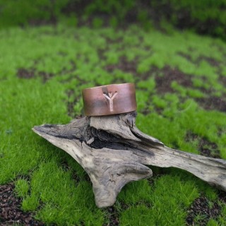 Pierścień miedziany Runa Algiz