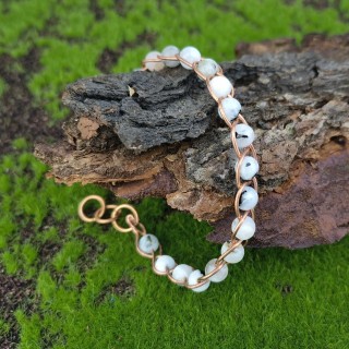 Bransoleta miedziana pleciona Kamień księżycowy