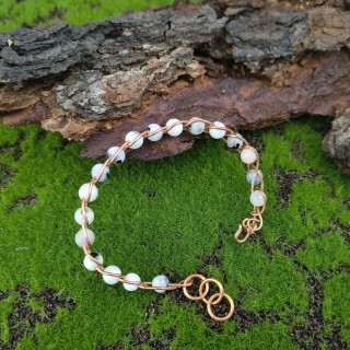 Bransoleta miedziana pleciona Kamień księżycowy