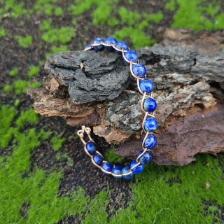 Bransoleta miedziana pleciona Lapis lazuli