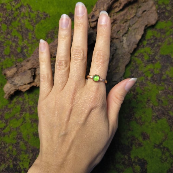 Pierścień miedziany Pierścionek z onyksem zielonym Heaks - hover