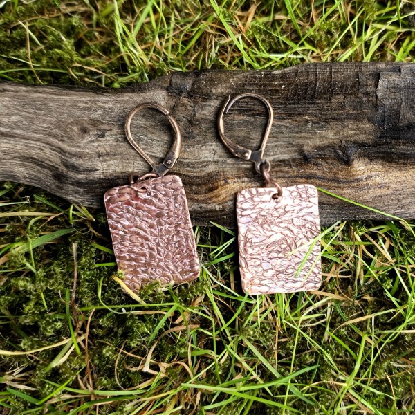 Kolczyki miedziane Kolczyki prostokąty Elyndra - hover